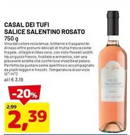 DPiù Casal dei tufi salice salentino rosato offerta