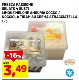 DPiù Fresca passione gelato 4 gusti limone melone anguria cocco offerta