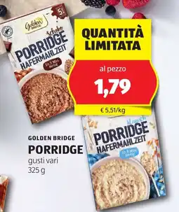 ALDI Golden bridge porridge offerta