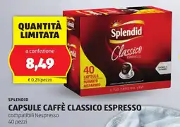 ALDI Splendid capsule caffè classico espresso offerta