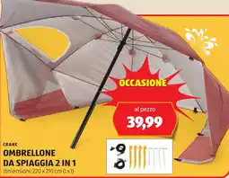 ALDI Crane ombrellone da spiaggia 2 in 1 offerta