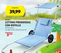 ALDI Belavi lettino prendisole con rotelle offerta