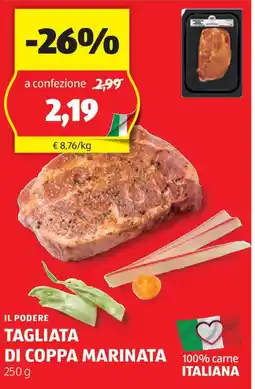 ALDI Il podere tagliata di coppa marinata 100% carne offerta