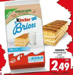 Mazzeo Giocattoli Ferrero kinder brioss latte T10 offerta