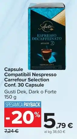 Carrefour Market Capsule Compatibili Nespresso Carrefour Selection offerta