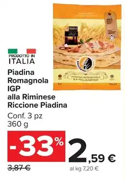 Carrefour Market Piadina Romagnola IGP alla Riminese Riccione Piadina offerta