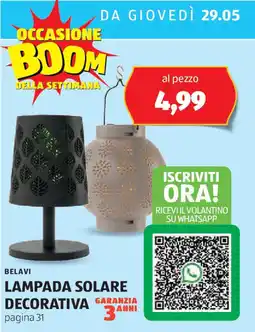 ALDI Belavi lampada solare decorativa garanzia offerta