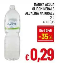 A&O Maniva acqua oligominerale alcalina naturale offerta