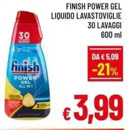 A&O Finish power gel liquido lavastoviglie offerta