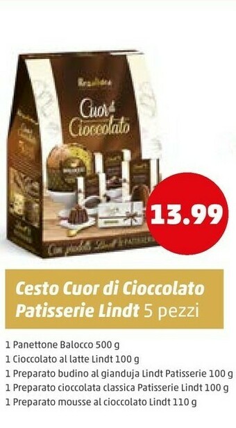 Cesto cuor di cioccolato patisserie lindt