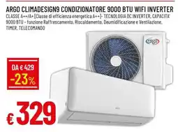 Famila ARGO CLIMADESIGN9 CONDIZIONATORE 9000 BTU WIFI INVERTER offerta