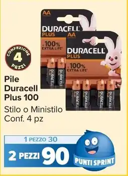 Carrefour Market Pile Duracell Plus 100 offerta