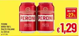 A&O Peroni birra 100% malto italiano offerta