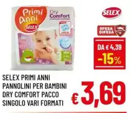 A&O Selex primi anni pannolini per bambini dry comfort pacco singolo vari formati offerta
