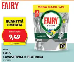 ALDI Fairy caps lavastoviglie platinum 45 pezzi offerta