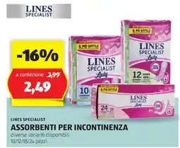 Lines specialist assorbenti per incontinenza