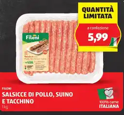ALDI Fileni salsicce di pollo, suino e tacchino offerta