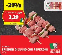 ALDI Il podere spiedini di suino con peperoni offerta