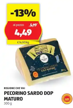 ALDI Regione che vai pecorino sardo DOP maturo offerta