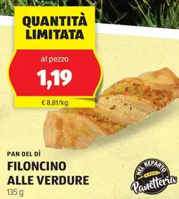 ALDI PAN DEL DÌ Filoncino alle verdure offerta
