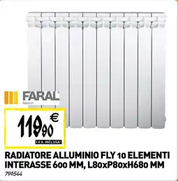 Tecnomat FARAL Radiatore alluminio fly 10 elementi interasse 600 MM, L80xP80xH680 MM offerta
