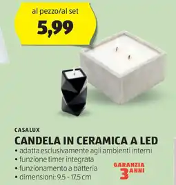 ALDI CASALUX Candela in ceramica a LED offerta