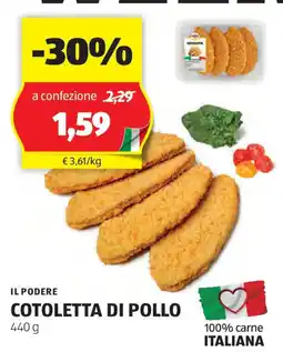 ALDI IL PODERE Cotoletta di pollo offerta
