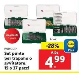 Lidl PARKSIDE Set punte per trapano o avvitatore, 15 o 37 pezzi offerta