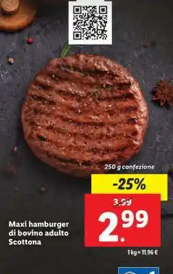 Lidl Maxi hamburger di bovino adulto scottona offerta