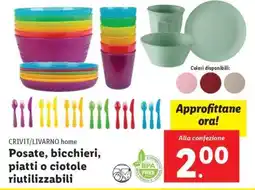 Lidl CRIVIT/LIVARNO home Posate, bicchieri, piatti o ciotole riutilizzabili offerta
