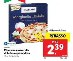 Lidl Italiamo Pizza con mozzarella di bufala e pomodoro offerta