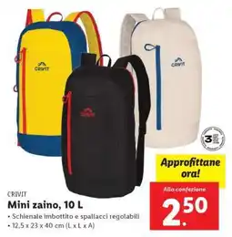 Lidl CRIVIT Mini zaino, 10 L offerta