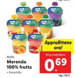 Lidl Mellin Merenda 100% frutta offerta