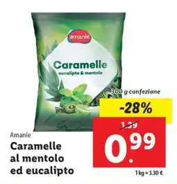 Lidl Amanie Caramelle al mentolo ed eucalipto offerta