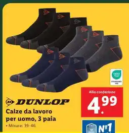 Lidl Dunlop Calze da lavoro per uomo, 3 paia offerta