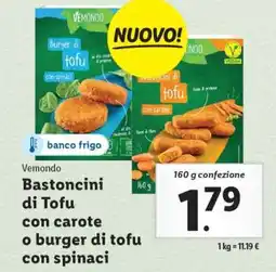 Lidl Vemondo Bastoncini di Tofu con carote o burger di tofu con spinaci offerta