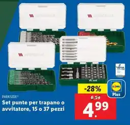 Lidl PARKSIDE Set punte per trapano o avvitatore, 15 o 37 pezzi offerta