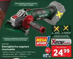 Lidl PARKSIDE Smerigliatrice angolare ricaricabile offerta
