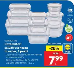 Lidl LIVARNO home Contenitori salvafreschezza in vetro, 3 pezzi offerta