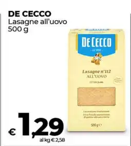 Coop DE CECCO Lasagne all’uovo offerta