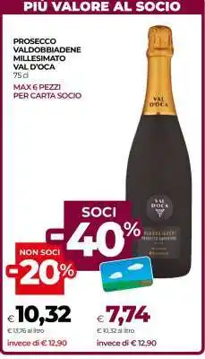 Coop Prosecco Valdobbiadene Millesimato Val D'Oca offerta