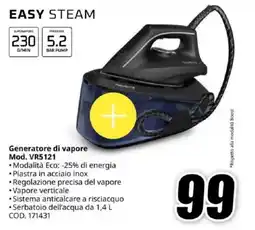 MediaWorld EASY STEAM Generatore di vapore Mod. VR5121 offerta
