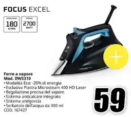 MediaWorld FOCUS EXCEL Ferro a vapore Mod. DW5310 offerta