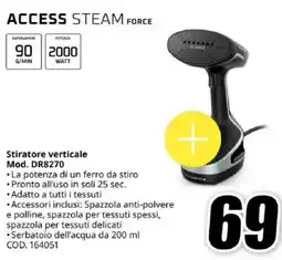 MediaWorld ACCESS STEAM FORCE Stiratore verticale Mod. DR8270 offerta
