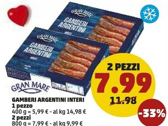 PENNY Gamberi argentini interi offerta