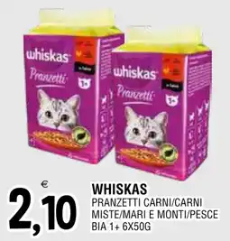 Al Discount Whiskas pranzetti carni/carni miste/mari e monti/pesce bia offerta