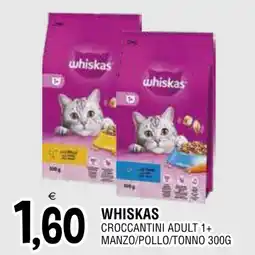 Al Discount Whiskas croccantini adult 1+ manzo/pollo/tonno offerta