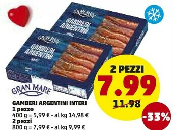 PENNY Gamberi argentini interi offerta