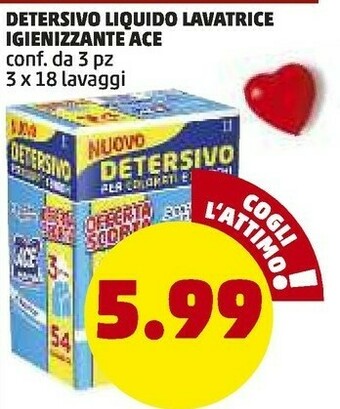 PENNY Detersivo liquido lavatrice igienizzante offerta