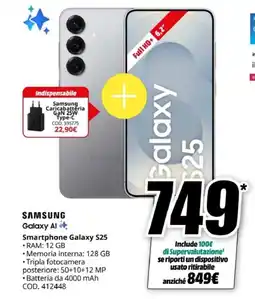 MediaWorld SAMSUNG Smartphone Galaxy S25 offerta